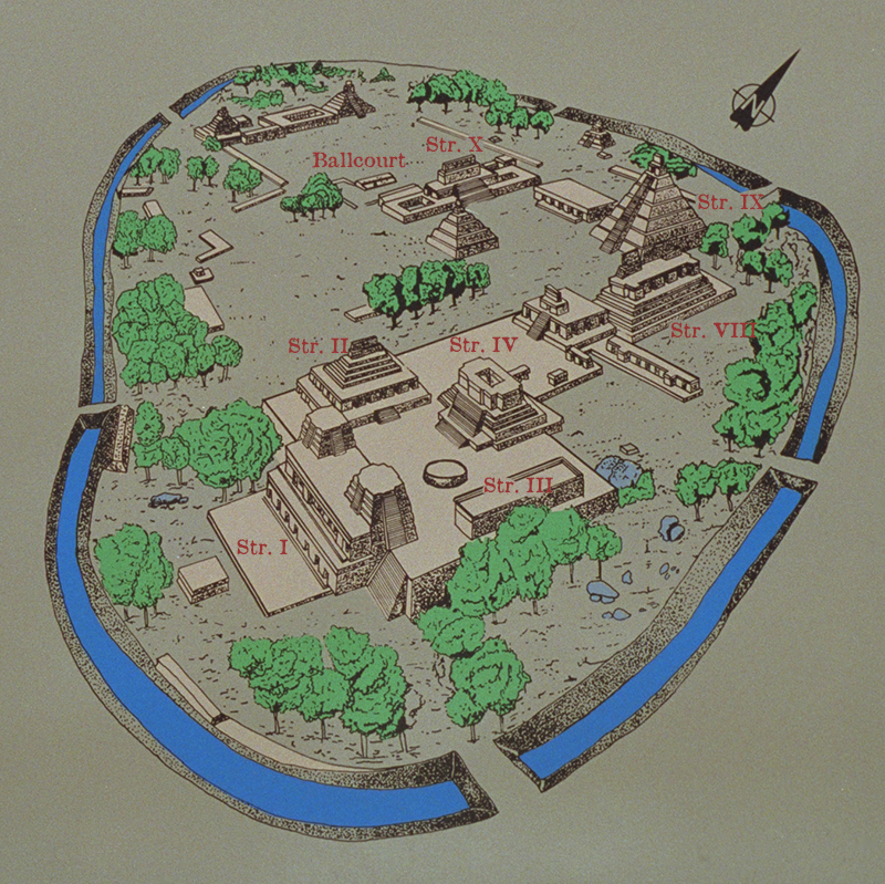 Interactive Map of Becán with links to photos & research notes