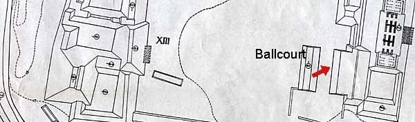 Becan:  1943 map of ballcourt area