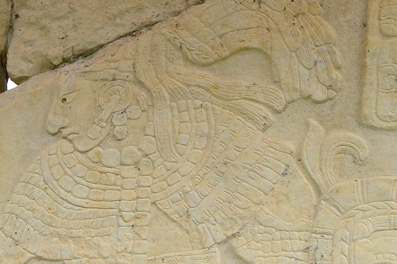 Bonampak Stela 1: Closeup of Chaan Maun's face and cape