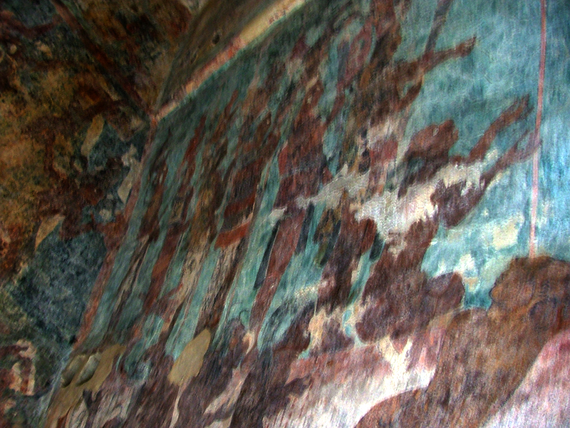 Bonampak mural showing prisoners on the steps