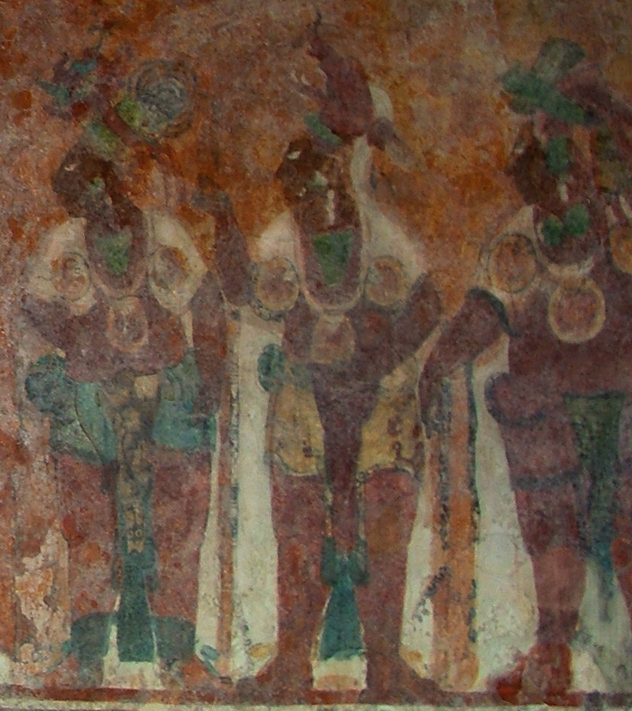 Bonampak Room 1, upper register: Ahaus in blinding white capes