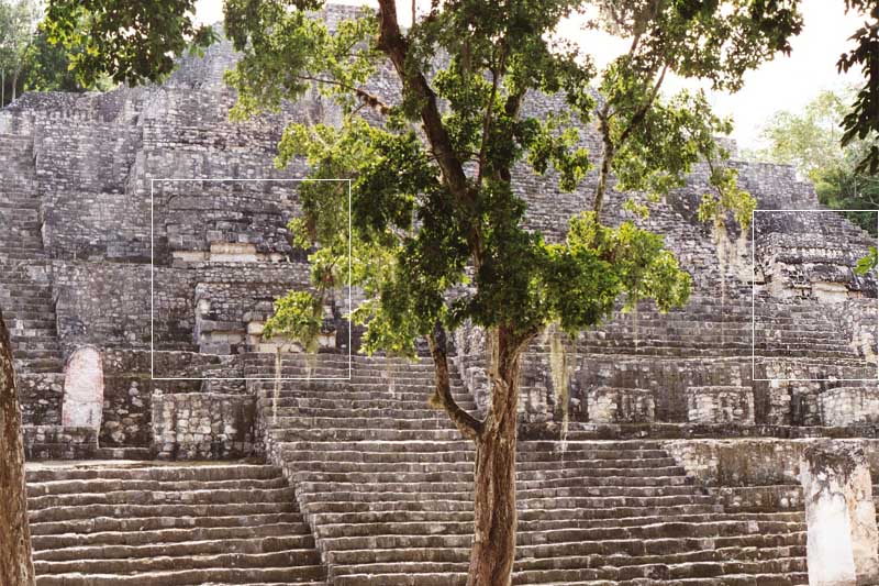Stucco masks on Structure II