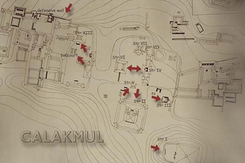 Map of Calakmul Archaeology Site