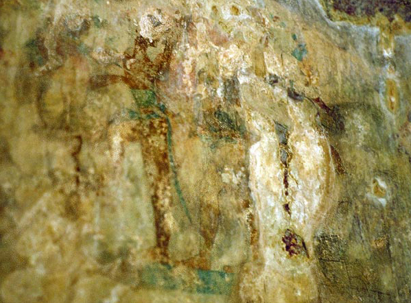 Photograph of the faded original mural in the Chamber of Paintings