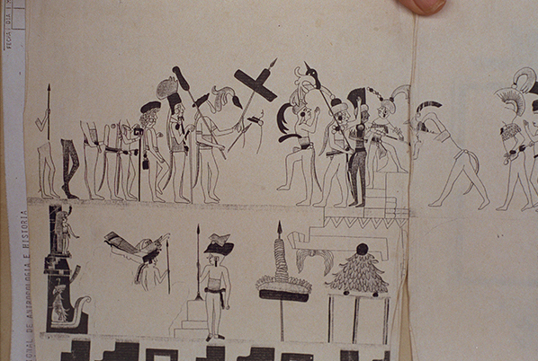 Edward Thompsons drawing of the Chacmultun murals part 1