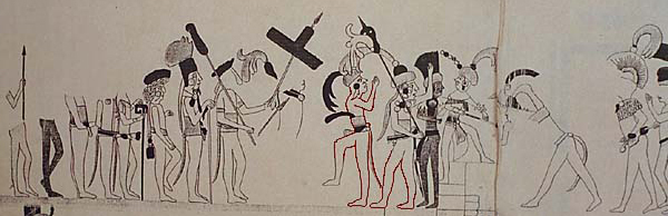 Detail of Thompson's drawing of the mural figures