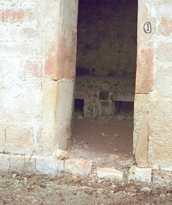 Interior view of Edifice 4 showing doorways and masonry