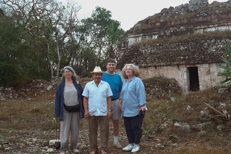 Group photo of visitors in front of Building XX