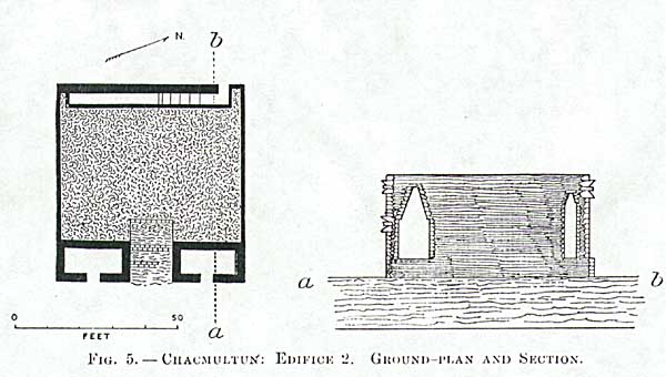 Chacmultun: Thompson's plan of  Edifice 2