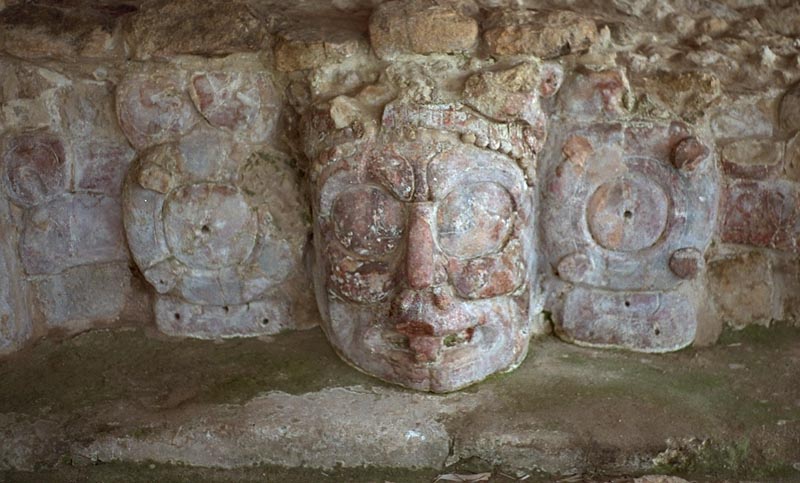 Edzná: Stucco Mask showing traces of original paint