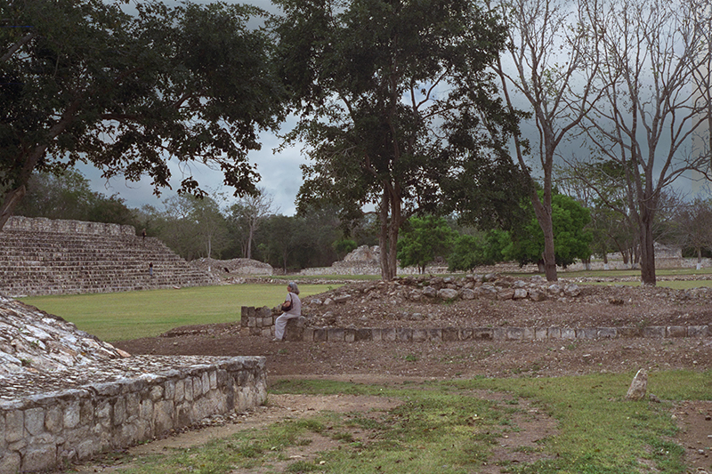 Edzná: View Nahoch Na and Ballcourt