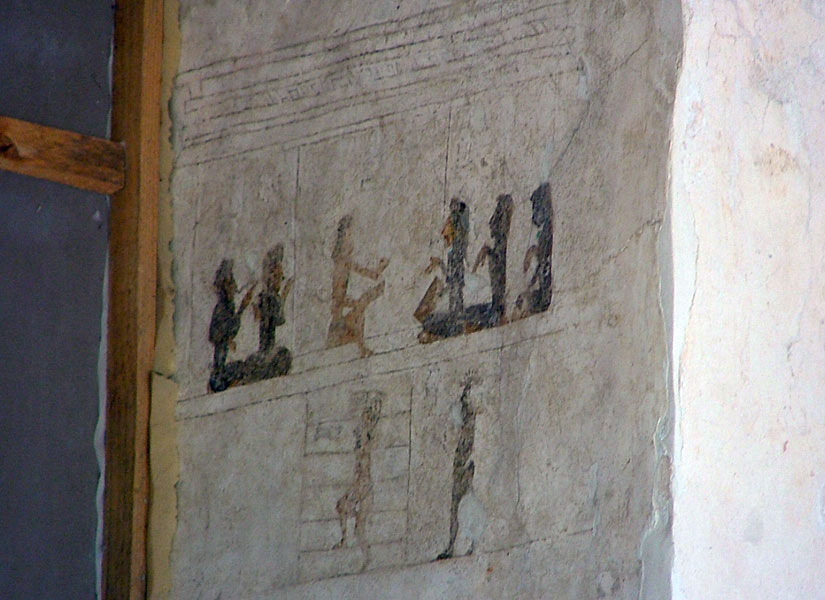 Acropolis Level 4: Small mural on right door jamb of Room 42.