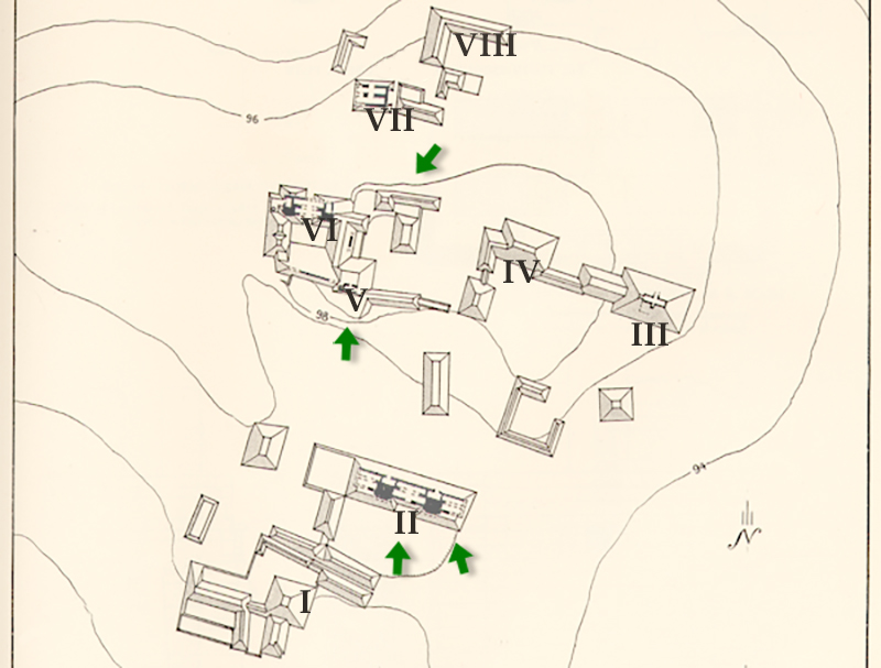 Archaeological Map of Hormiguero Ruins, Campeche, Mexico