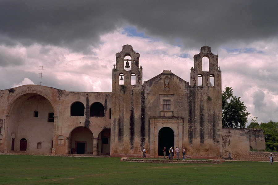 Mani Convento, where Bishop Landa burned the Maya
books, showing the capilla de indios