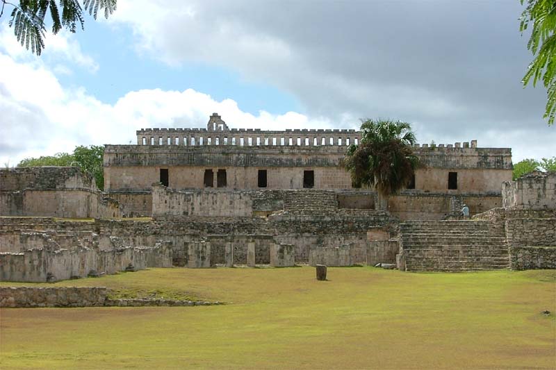Raised platforms supporting El Palacio at Kabah