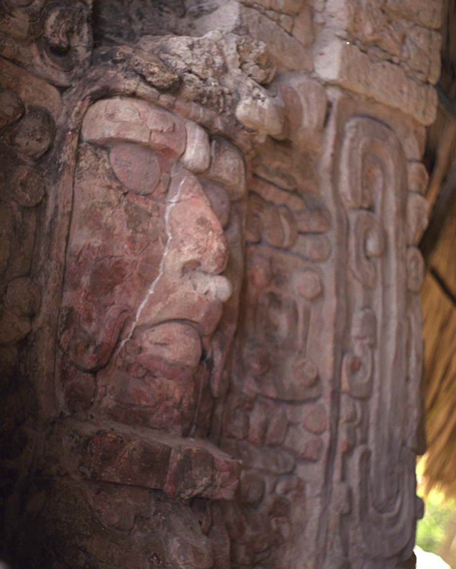 Middle mask on the right side showing breath ornaments