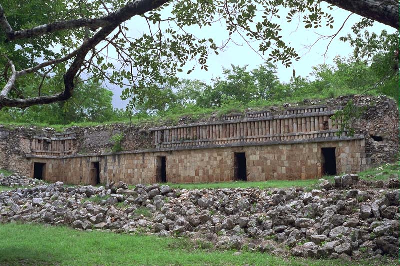 Labna, the East Building showing its plain facade and raised foundation