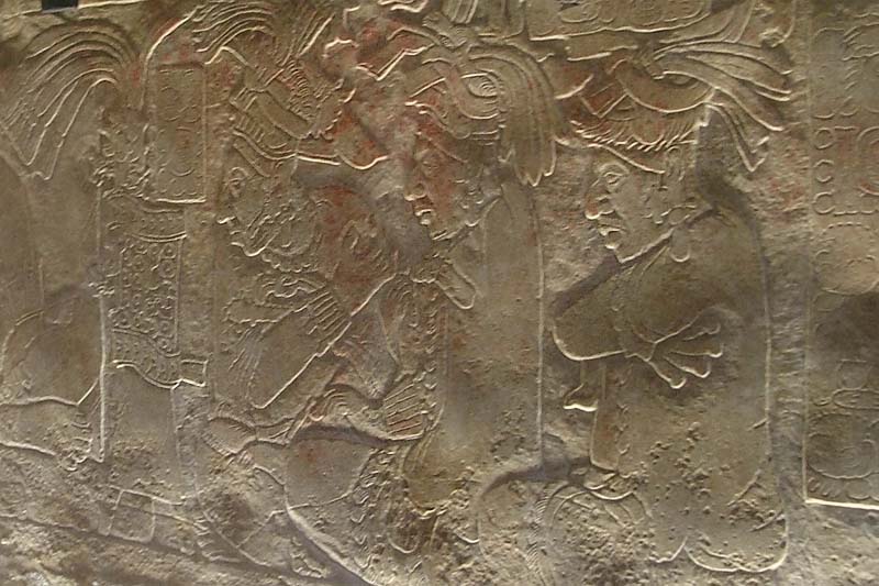 Attendants of Ahkal No' Nahb, south face of platform