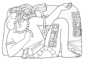 Linda Schele drawing of Tonina Monument 122