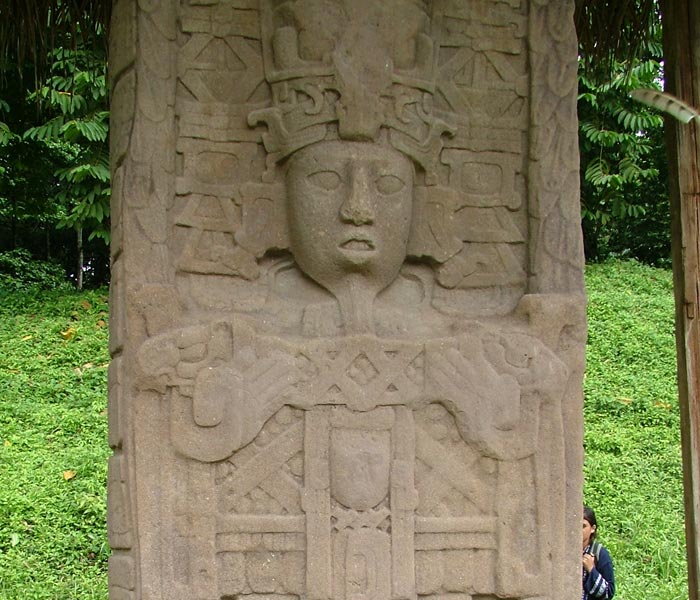 Closeup of Cauac Sky on Stela C