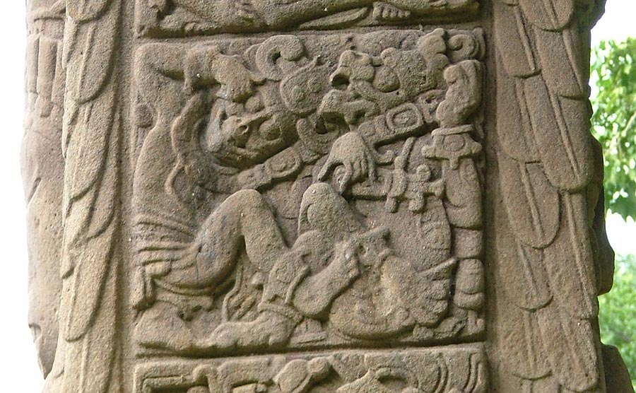Detail of the zero Uinals glyph on Stela D