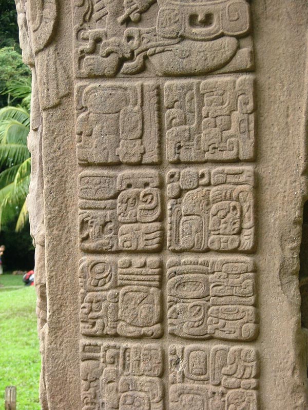 Regular glyphs on Stela D following the full-figure date