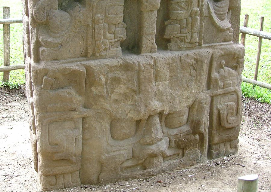 Base of Stela D showing the Sun God pedestal