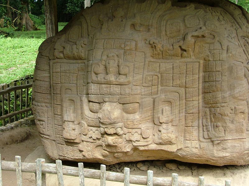 Rear view of Zoomorph P showing monster head and glyphs