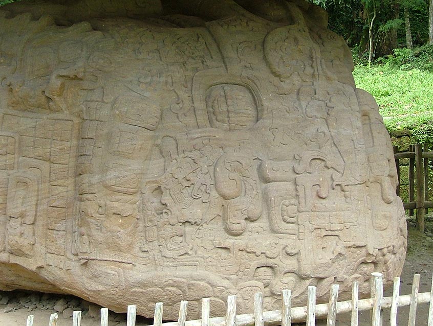 Close-up detail of carvings on Zoomorph P
