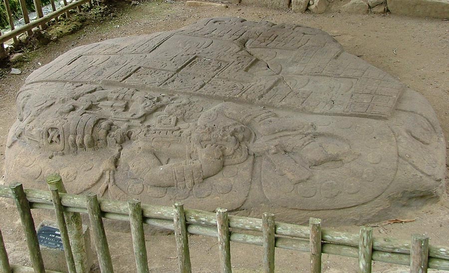 Altar O (Monument 23) showing a dancing figure
