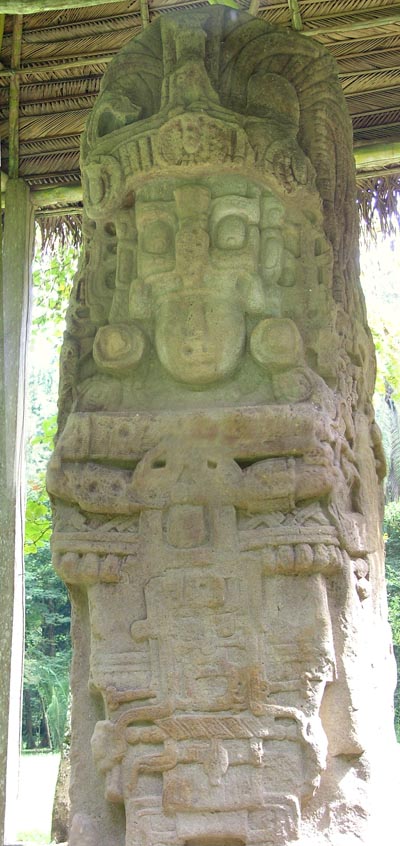 Quirigua Stela H (Monument 8) showing an early portrait of Cauac Sky