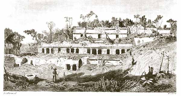 Catherwood's Etching of Palace of Sayil
