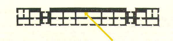 Architectural plan of the House of the Governor showing solstice light paths
