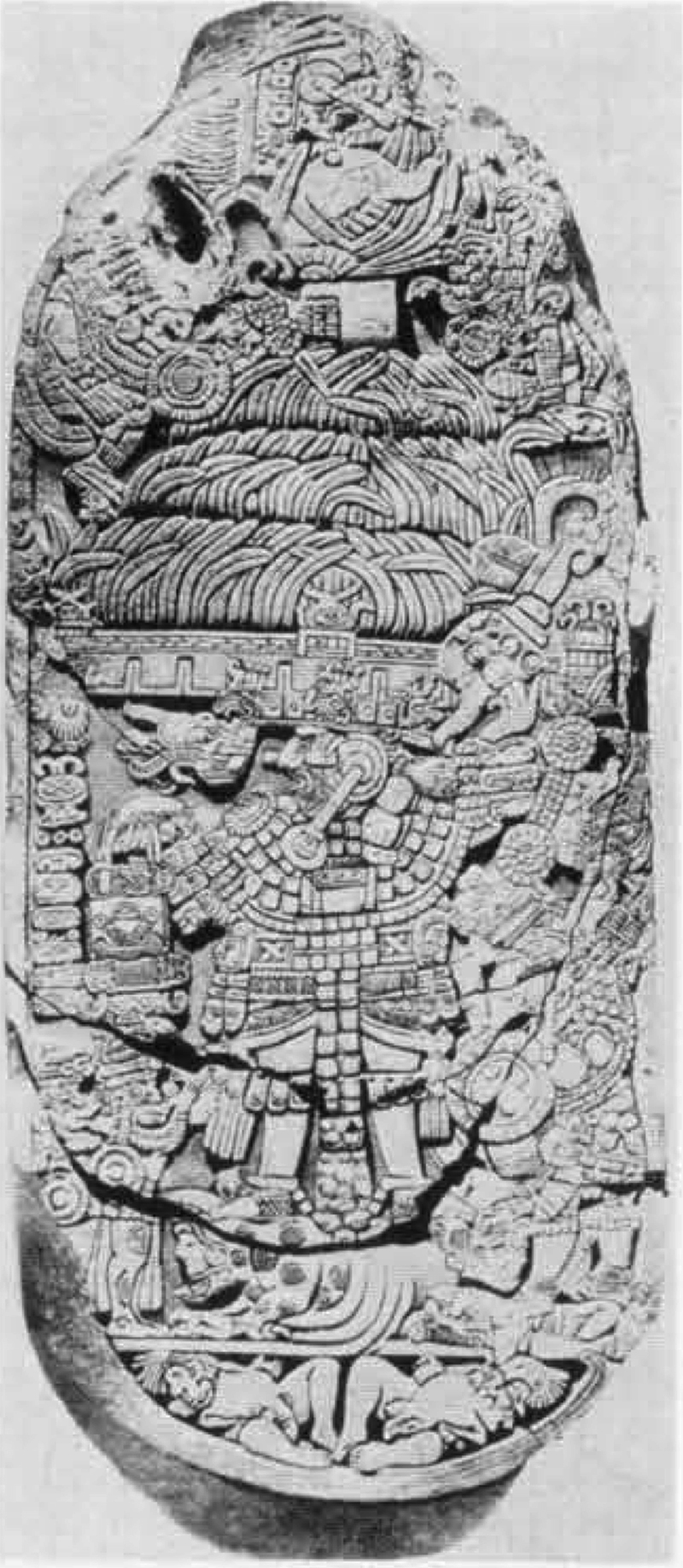 Uxmal Stela 14 depicting Lord Chaak on a jaguar throne