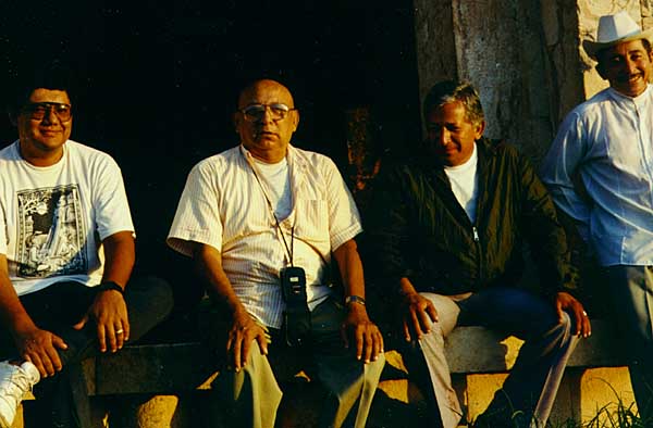 Archaeo-astronomer Victor Segovia, center left in white shirt, at the House of the Governor