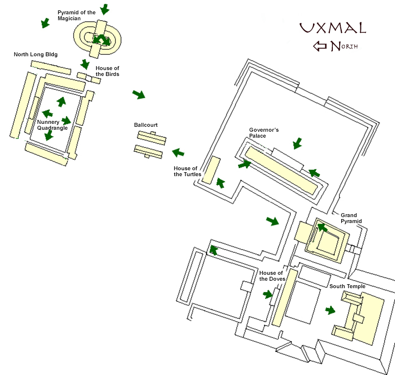 Map of Uxmal Archaeology Site