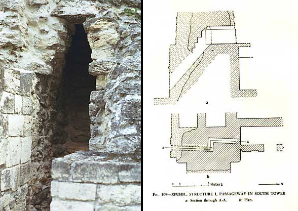 Xpujil: Str. 1 tower passageway