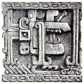 Xpujil: Panel detail, Proskouriakoff's drawing